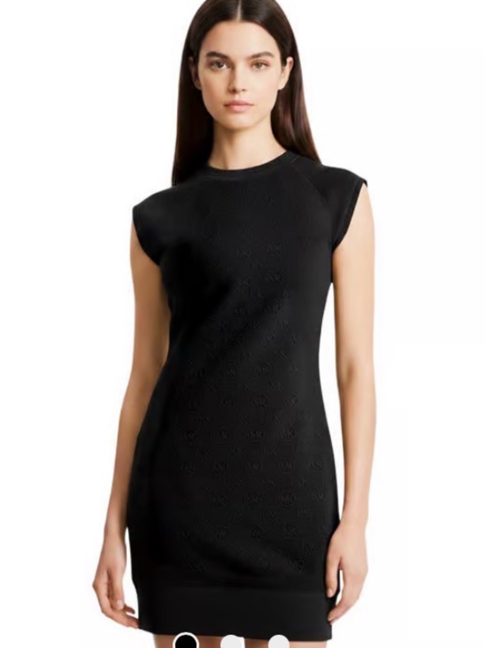 MICHAEL Michael Kors Black Cap-Sleeve Knit Shift Dress